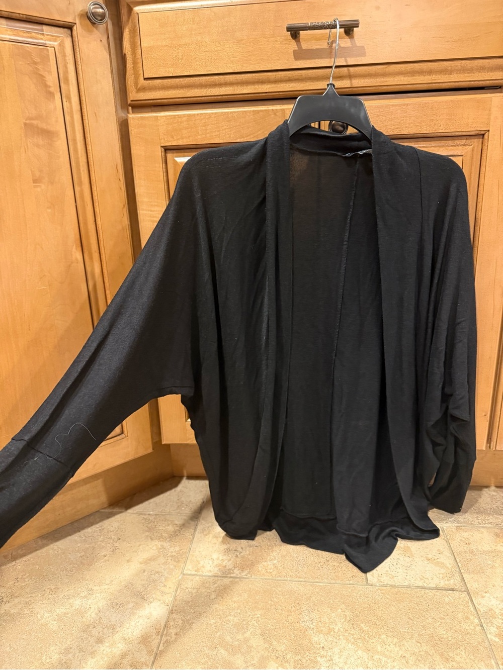 Black Open-Front Women's Cardigan Sweater